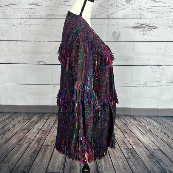Vintage Yak Magic Womens Jacket size Large Multicolor Fringe Silk Art to wear - Picture 7 of 15